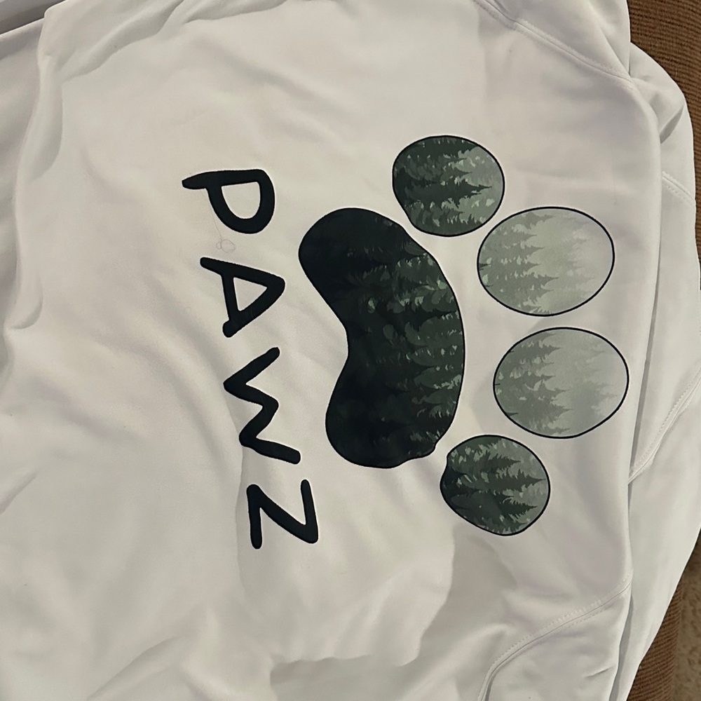 PAWZ White Hoodie with Black and Green Forest Paw Design